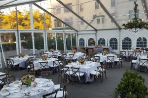 Outdoor clear tent wedding at the Columbus Club
