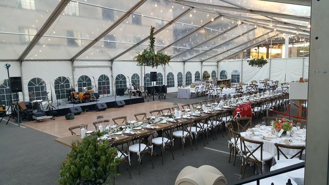 Outdoor tented wedding at the Columbus Club