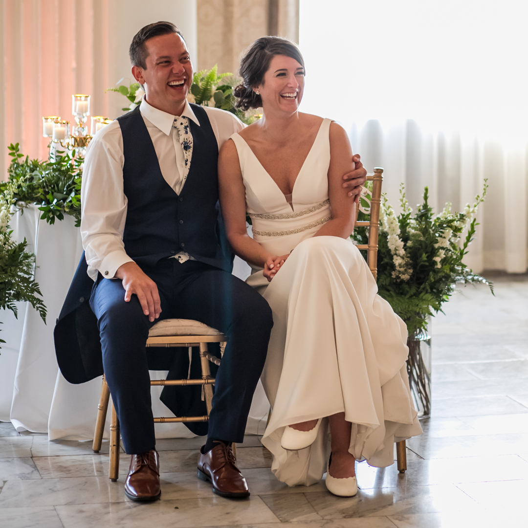 John and Megan react to the story Chris told.